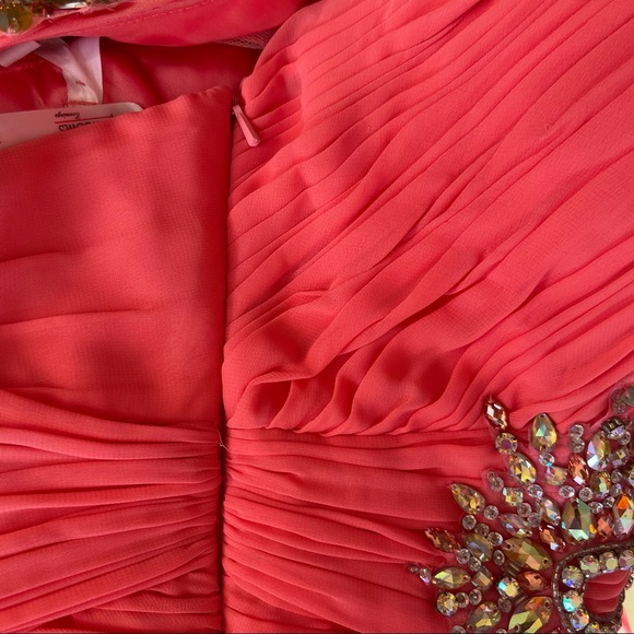 Tony Bowls Evening Gala Coral Chiffon Formal Dress Size 4 - Picture 13 of 14